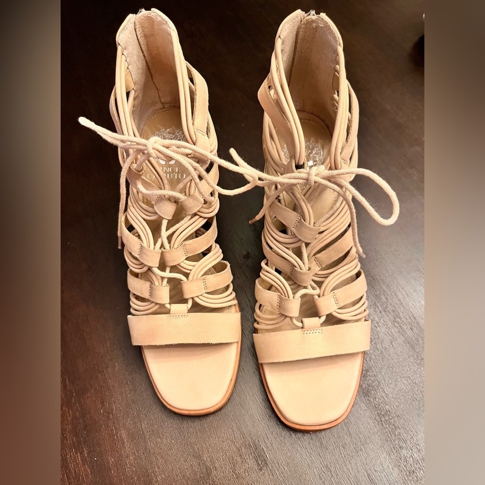 Vince Camuto Kaiann Nubuck Suede Caged Block Heel Sandal - Picture 10 of 10